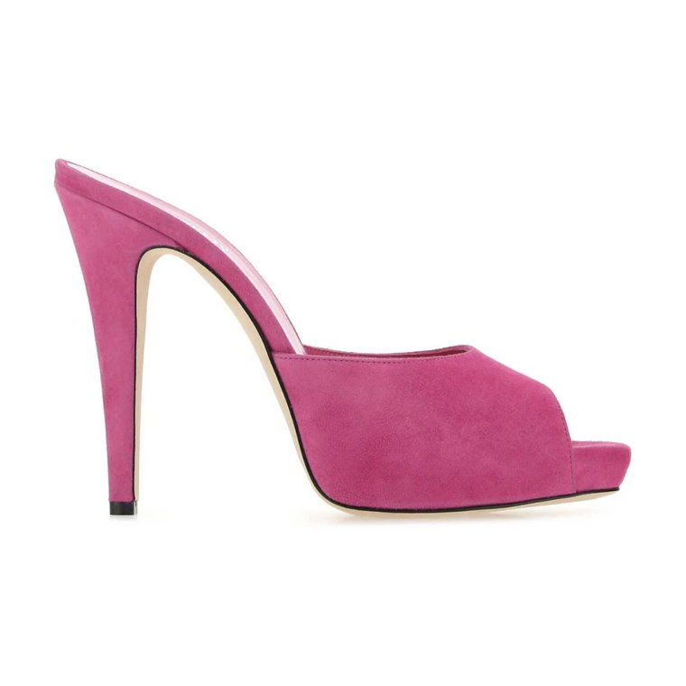 Fuchsia Zamszowe Monica Mules Paris Texas