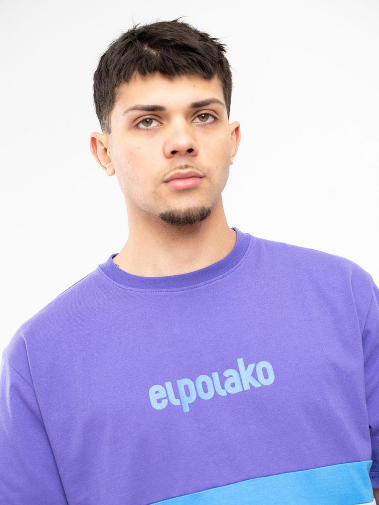 T-Shirt Z Nadrukiem Męski Fioletowy El Polako Colors Classic PRODUKT Z WADĄ