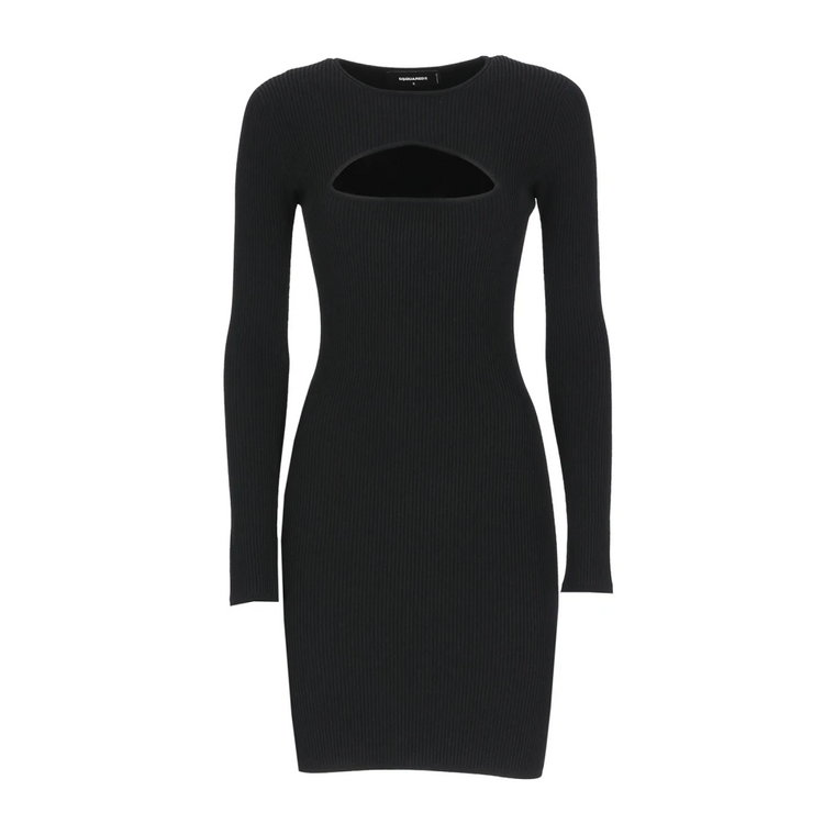 Czarna elastyczna sukienka w prążki Dsquared2