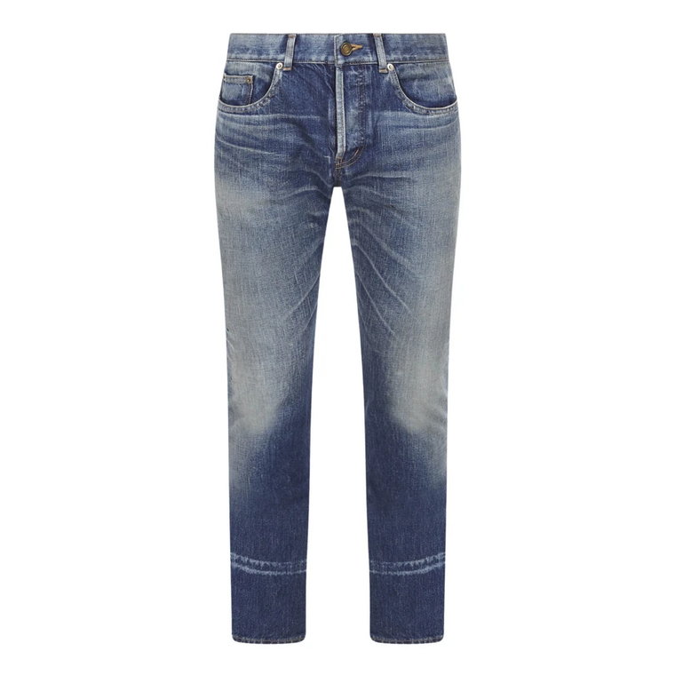 Slim-Fit Delavé Niebieskie Jeansy Saint Laurent