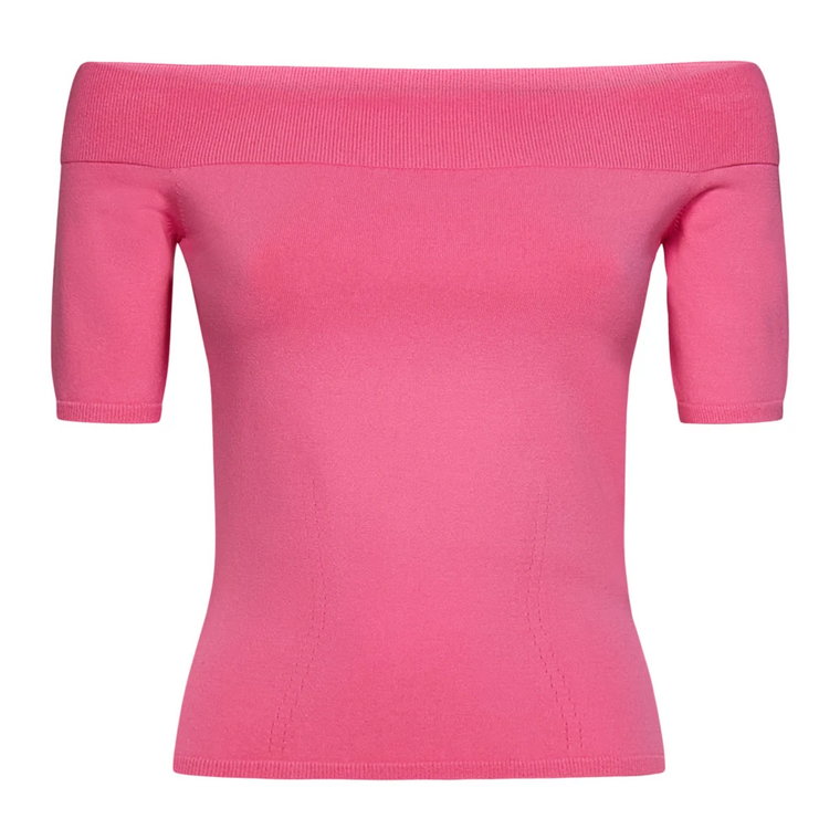 Różowa T-shirt Off-the-Shoulder dla kobiet Alexander McQueen