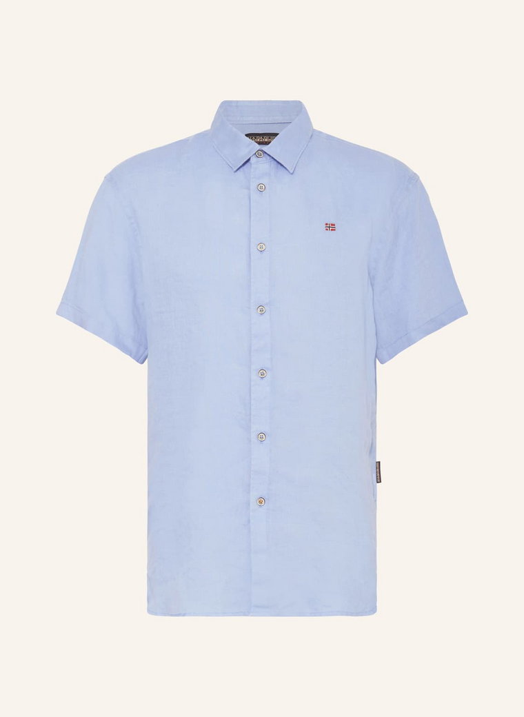 Napapijri Koszula Z Krótkim Rękawem G-Linen Regular Fit blau