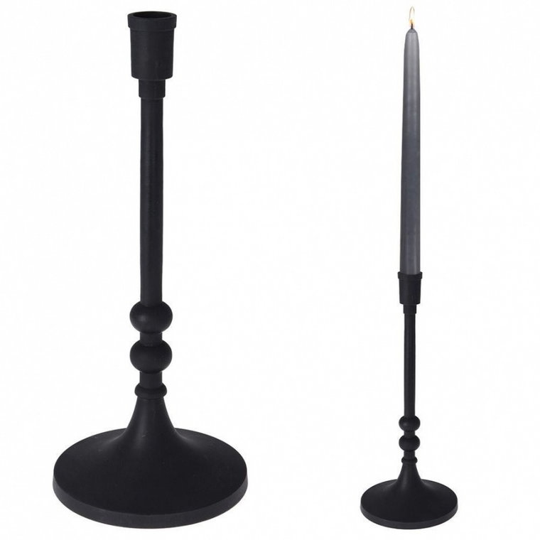 Świecznik aluminiowy stojak podstawka na długą świecę świeczkę czarny loft 31 cm kod: O-569235