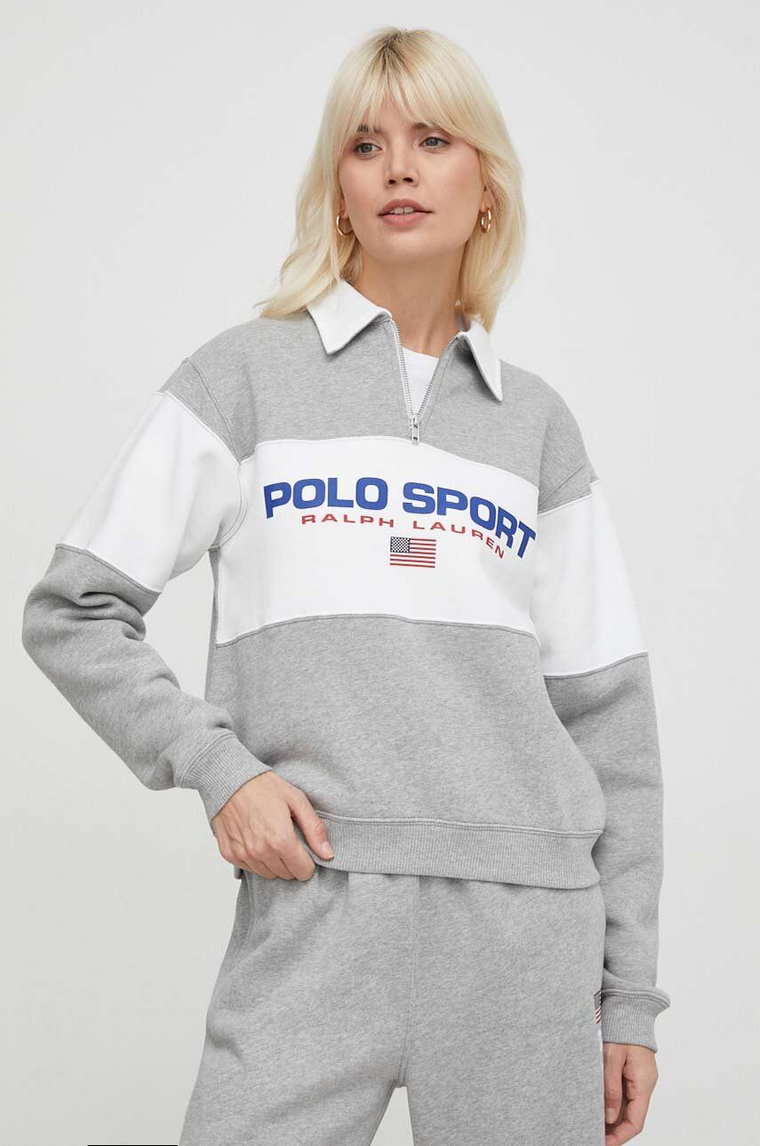 Polo Ralph Lauren bluza damska kolor szary z nadrukiem 211936920