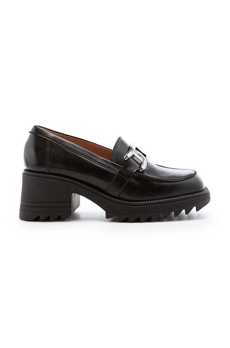 Charles Footwear czółenka skórzane Kiara damskie kolor czarny na słupku Kiara.Loafer