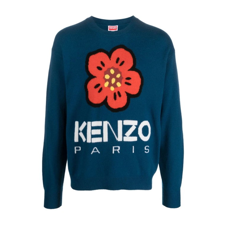 Niebieski Sweter z Motywem 'Boke Flower' Kenzo
