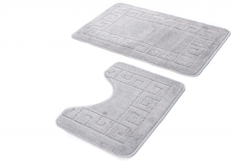 Puszysty popielaty komplet dywaników łazienkowych - Opix 4X