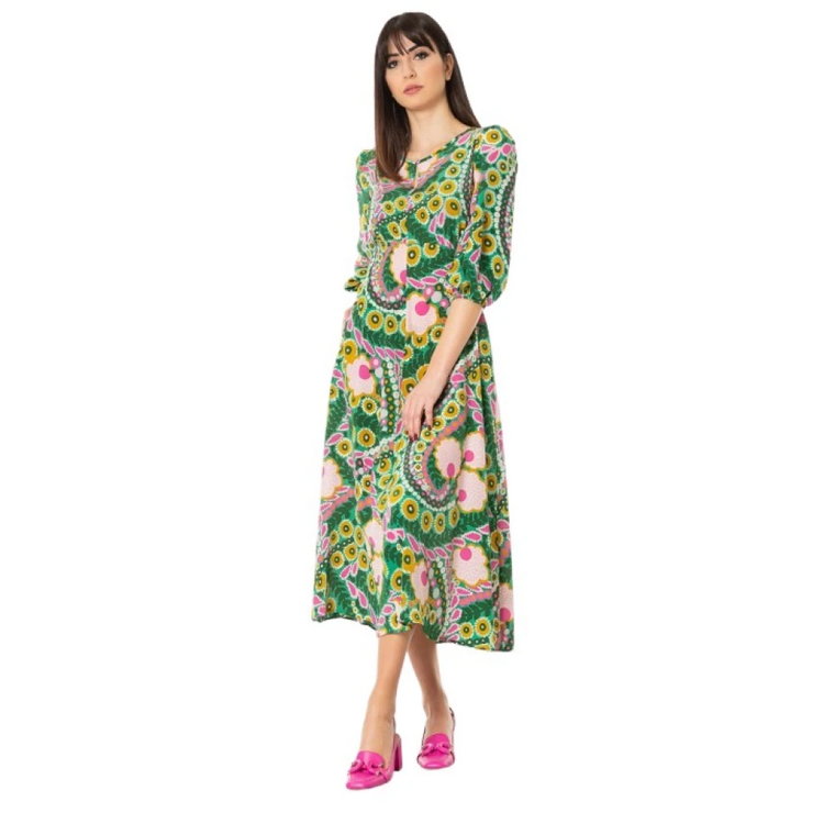 Jedwabna sukienka z kwiatowym wzorem - Rozmiar 42, Kolor: Fiore 70 Max Mara Weekend