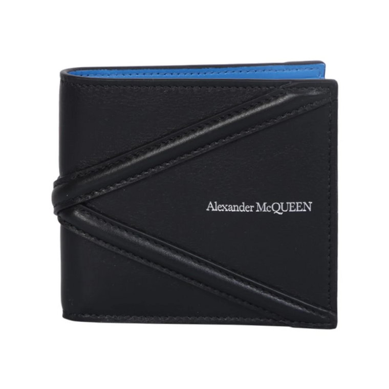 Czarny Portfel Bi-Fold z Szczegółami Uprzążowymi Alexander McQueen