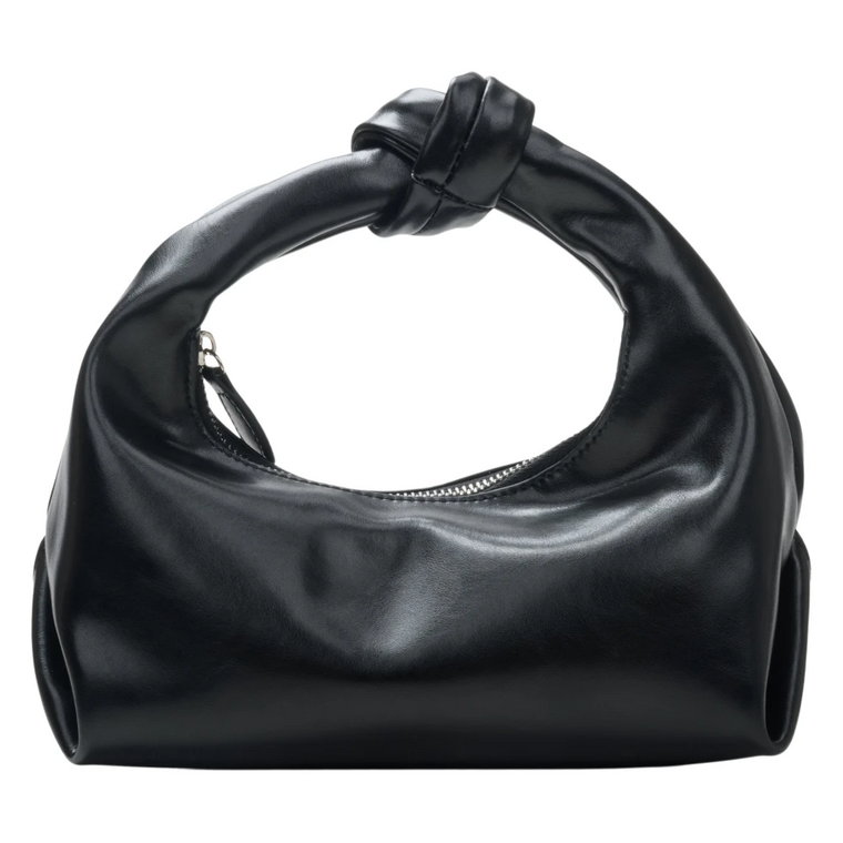 Women's Black Evening Bag with Textured Handle made of Genuine Leather Estro Er00114297 Estro