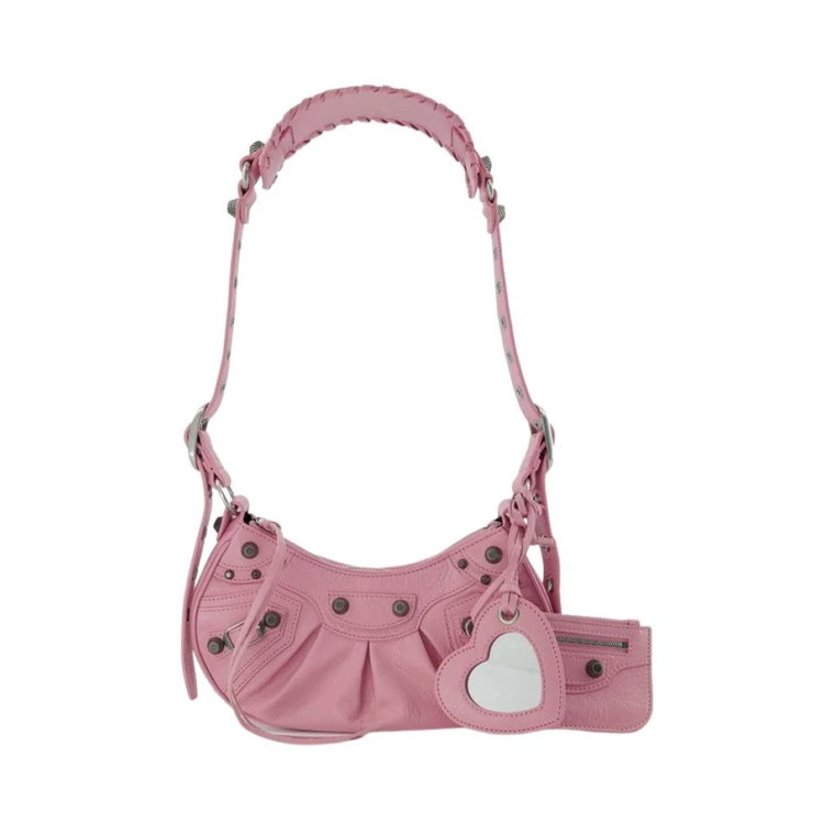 Zakładana torebka skórzana w kolorze różowym Balenciaga