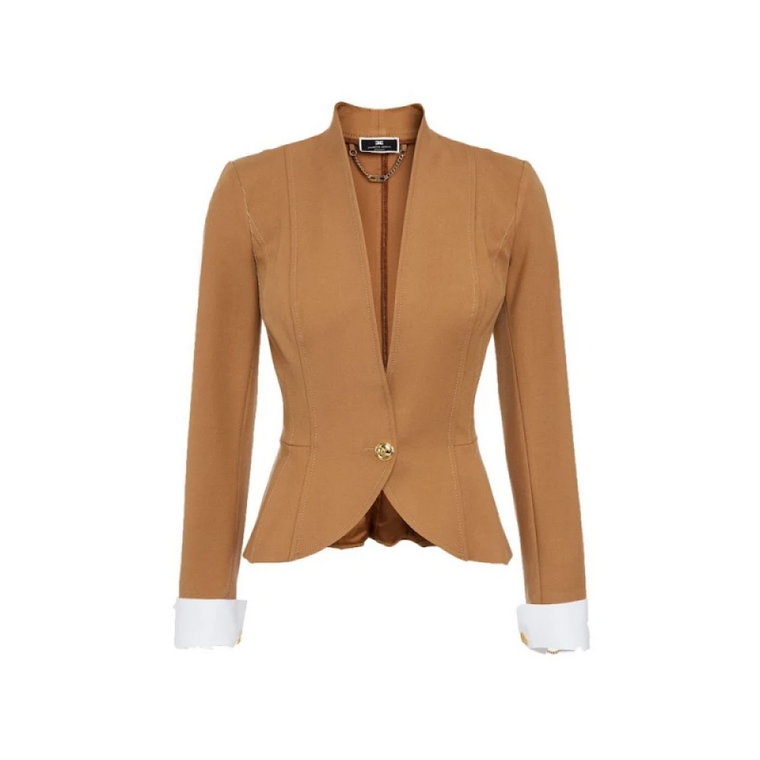 Musztardowa marynarka Slim Fit Elisabetta Franchi