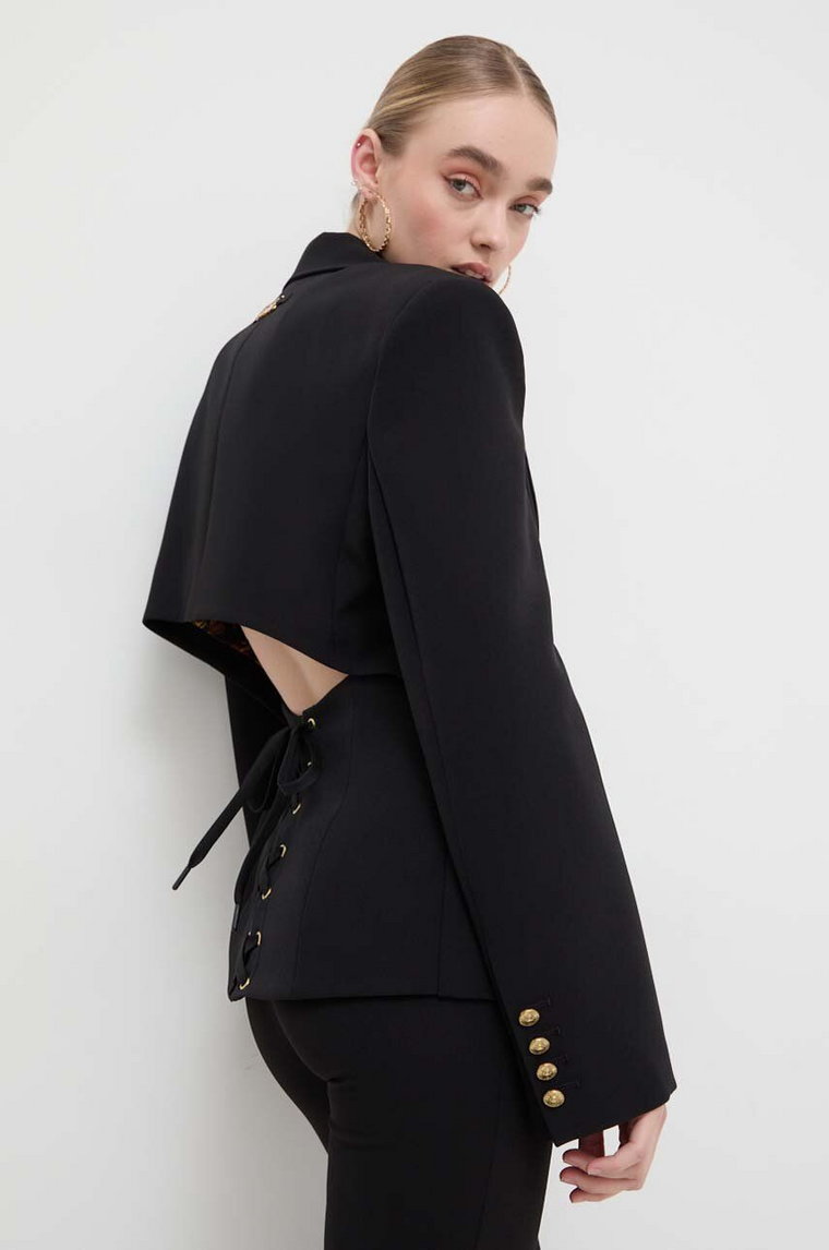 Versace Jeans Couture marynarka kolor czarny jednorzędowa gładka 76HAQ700 N0103