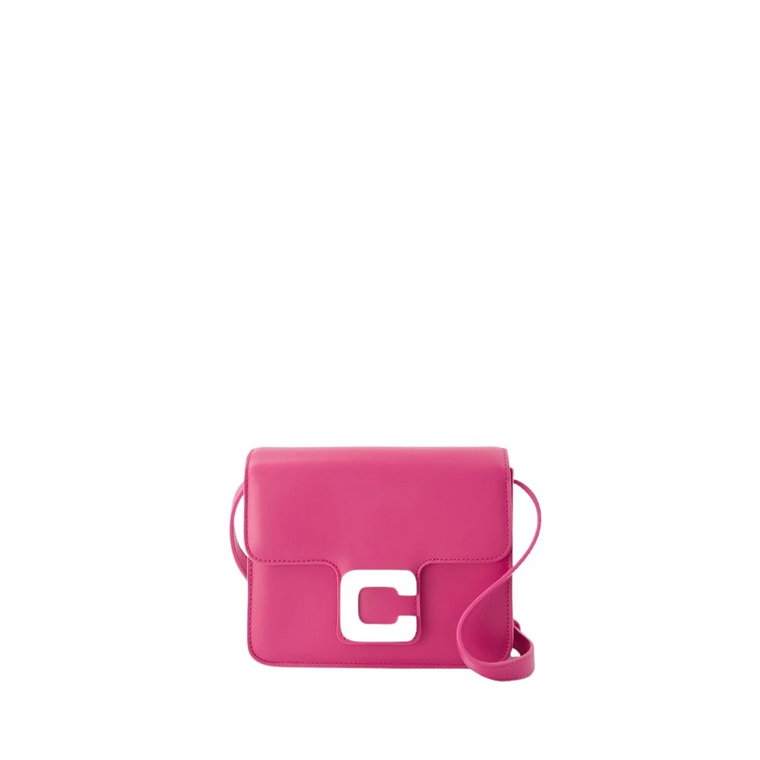 Różowy Fushia Skórzany Crossbody Carel