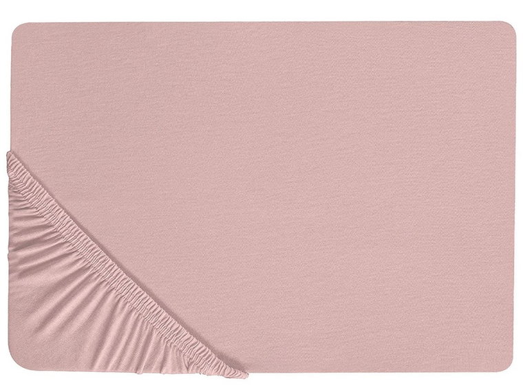 Bawełniane prześcieradło z gumką 180 x 200 cm różowe HOFUF