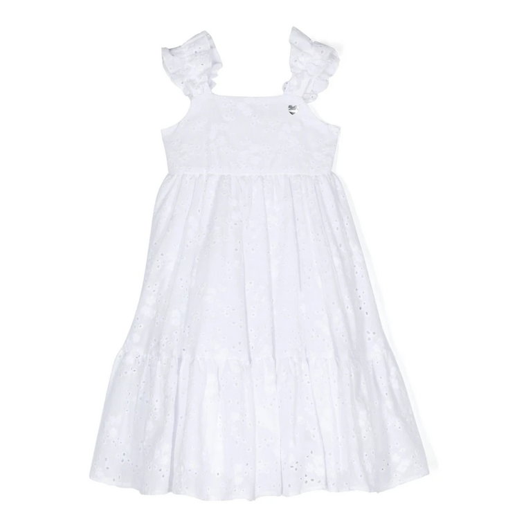Biała Sukienka Styl Empire z Bawełny Monnalisa