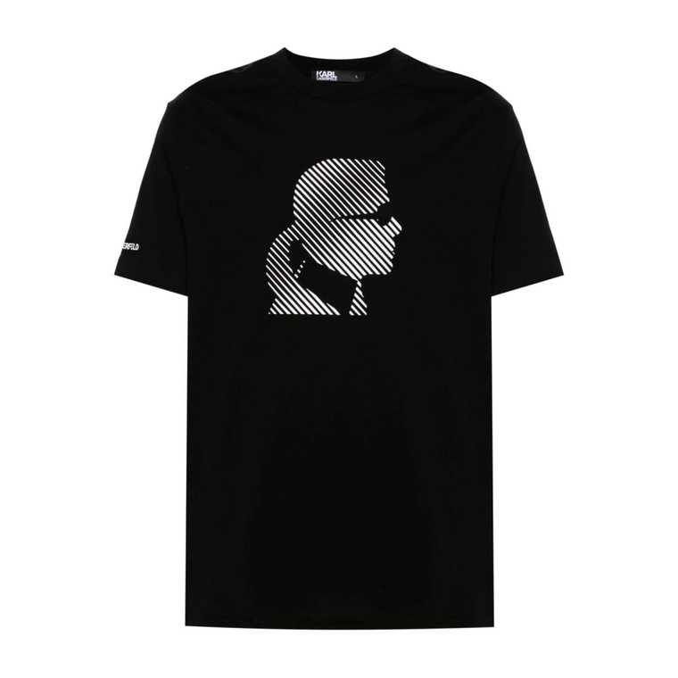 Czarna Koszulka z Logo na Piersi Karl Lagerfeld