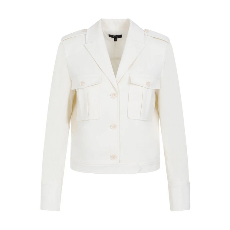 Ivory Wool Boxy Jacket Theory