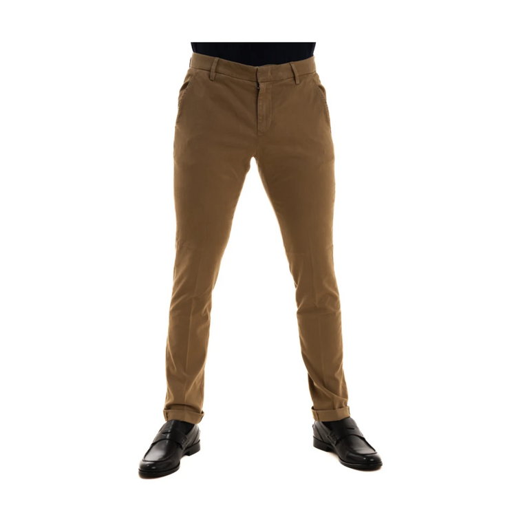 Slim Chino Trousers z Brzoskwiniowej Bawełny Dondup