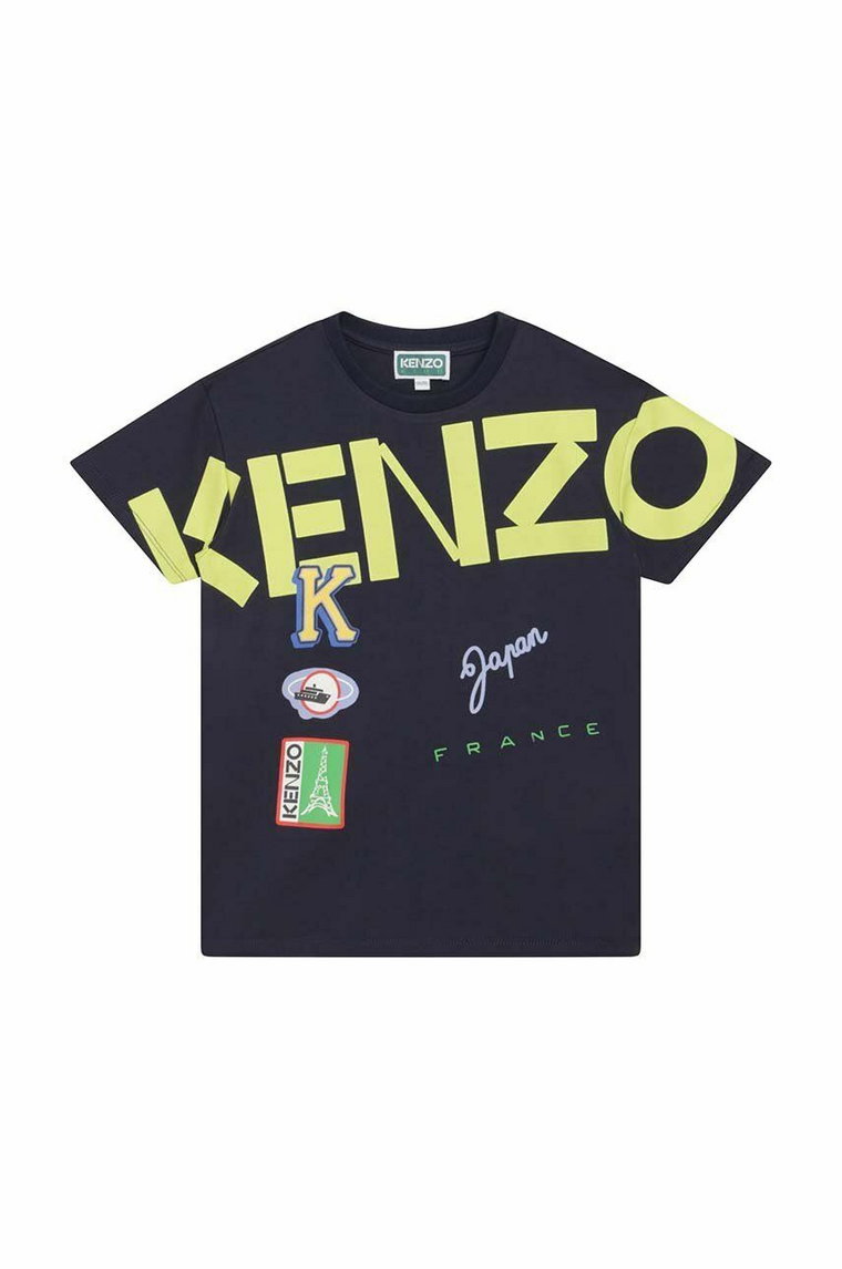 Kenzo Kids t-shirt bawełniany dziecięcy kolor granatowy z nadrukiem