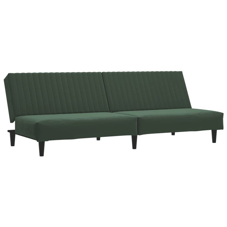 Sofa rozkładana 2-w-1 aksamit ciemnozielona 200x84