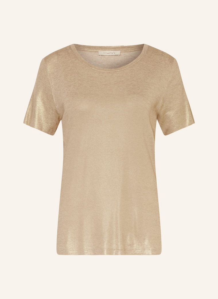 Lilienfels T-Shirt Z Błyszczącą Przędzą gold