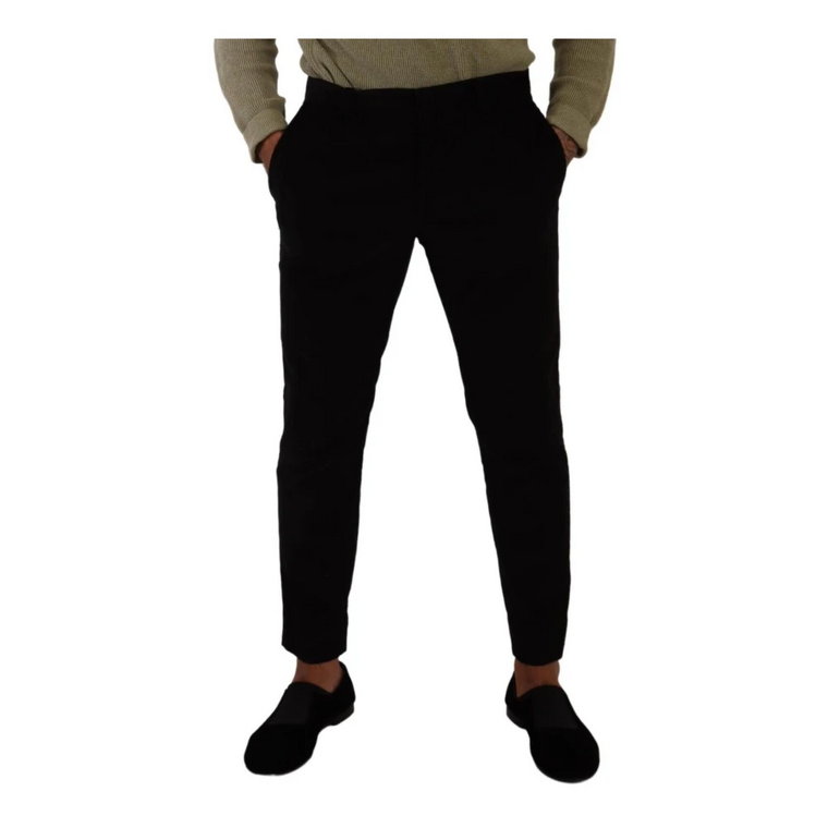 Luksusowe Czarne Spodnie Skinny z Corduroy Dolce & Gabbana