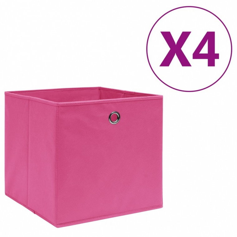 Pudełka z włókniny, 4 szt., 28x28x28 cm, różowe kod: V-325203