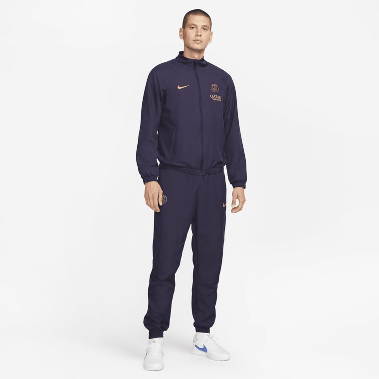 Męski dres piłkarski z tkaniny Nike Dri-FIT Paris Saint-Germain Strike - Niebieski