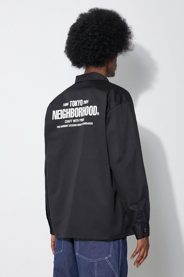 NEIGHBORHOOD koszula Classic Work Shirt męska kolor czarny regular z kołnierzykiem klasycznym 241TSNH.SHM01