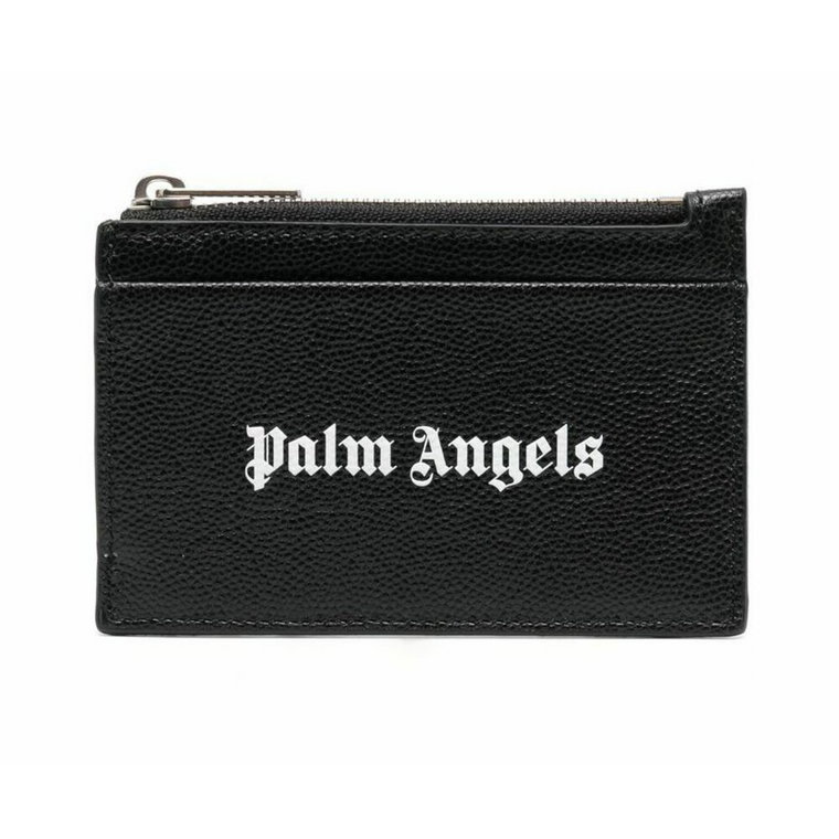 Czarno-biała skórzana kieszonkowa z nadrukiem logo Palm Angels