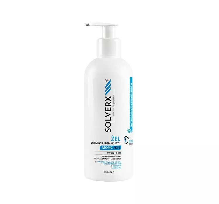 SOLVERX ATOPIC SKIN ŻEL DO DEMAKIJAŻU I MYCIA TWARZY 200ML