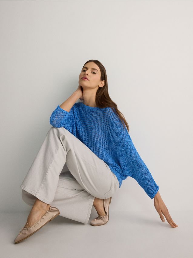 Reserved - Sweter o luźnym splocie - jasnoniebieski