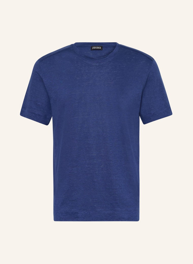 Zegna T-Shirt Z Lnu blau