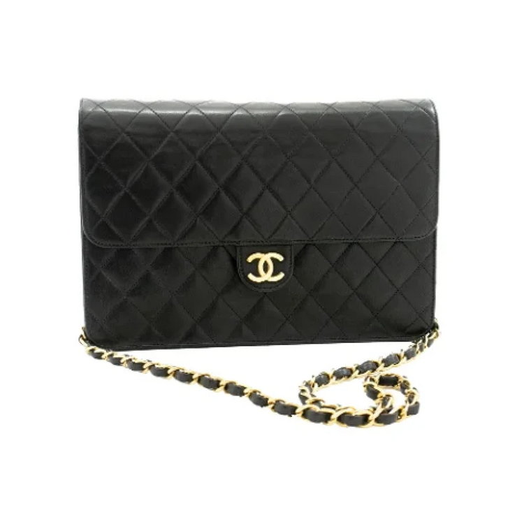 Używana Czarna Skórzana Torba Chanel Flap Chanel Vintage
