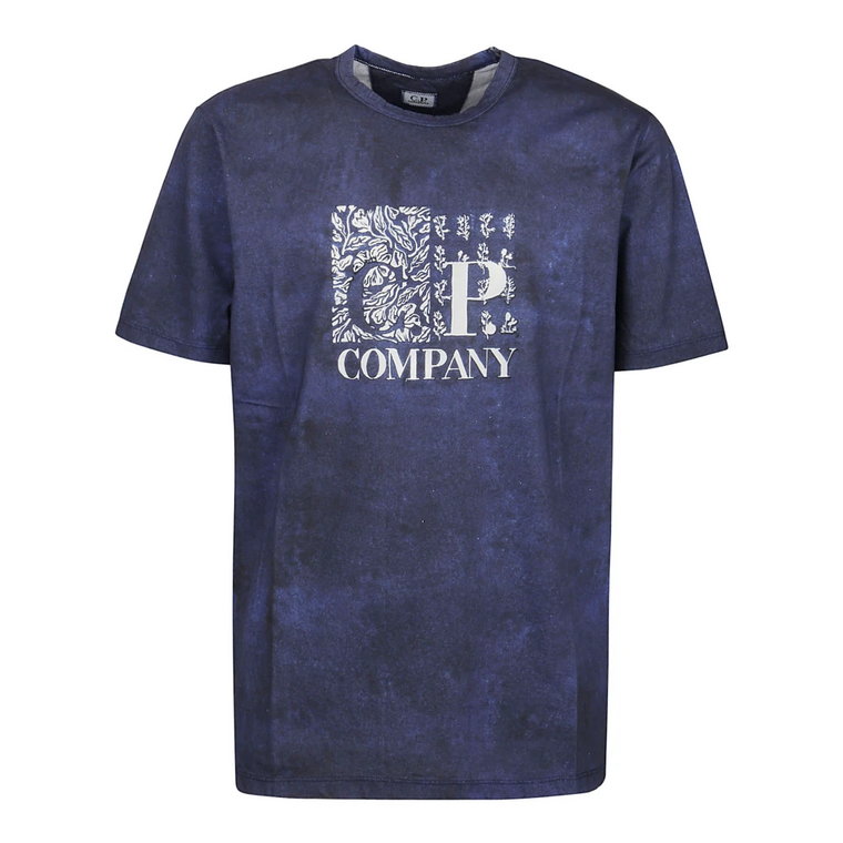 Medieval Blue Graficzna Koszulka z Logo C.p. Company
