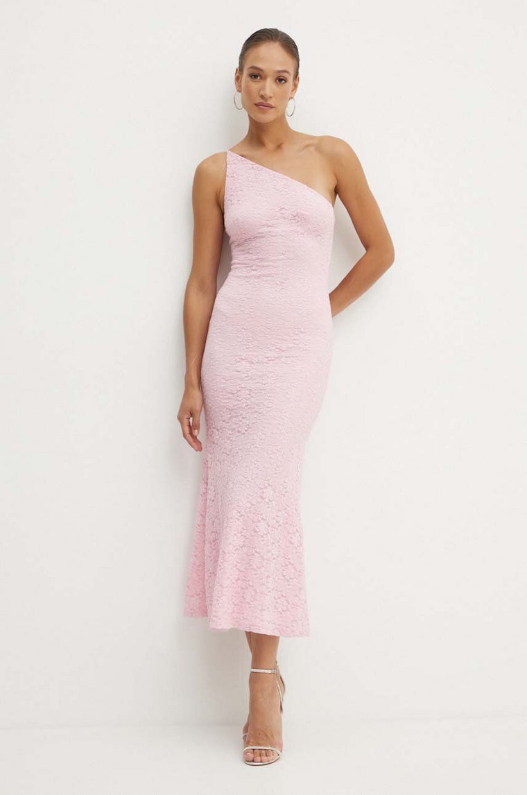 Bardot sukienka ALBIE kolor różowy maxi dopasowana 59404DB