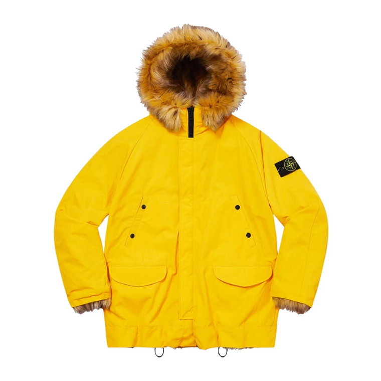 Odwrotna Parka z futerkiem żółta Stone Island