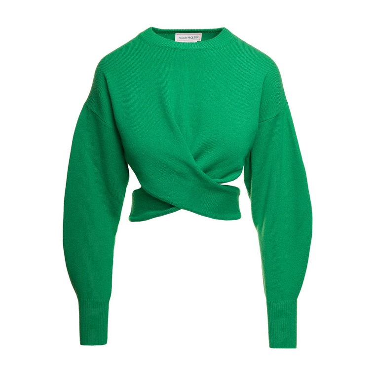 Zielony Sweter z Zakręconym Wzorem dla Kobiet Alexander McQueen