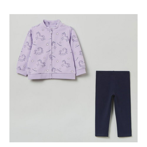 Komplet (bluza + legginsy) dla dzieci OVS Full Zip Aop Lilac Breeze 1817459 98 cm Fioletowa (8056781509371). Komplety dziewczęce