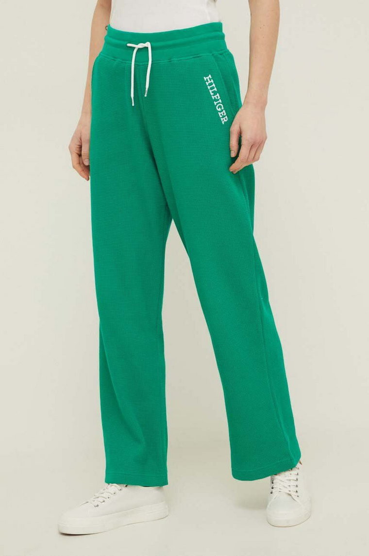Tommy Hilfiger spodnie lounge kolor zielony z aplikacją UW0UW04946