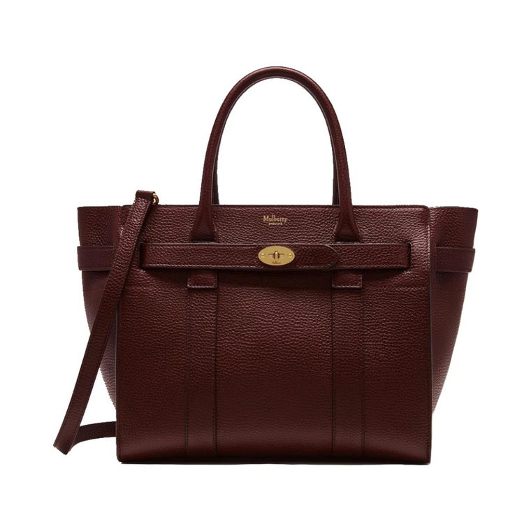 Mała Zipped Bayswater, Oxblood Skórzana Torba Mulberry