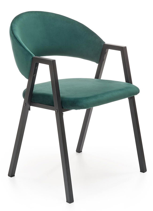 Zielone nowoczesne krzesło tapicerowane welurem - Elores