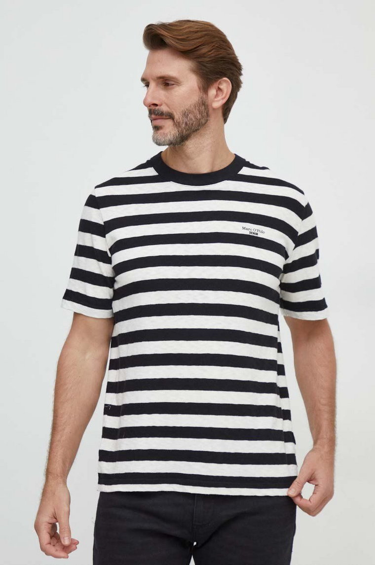 Marc O'Polo t-shirt bawełniany męski kolor czarny wzorzysty M61228151100