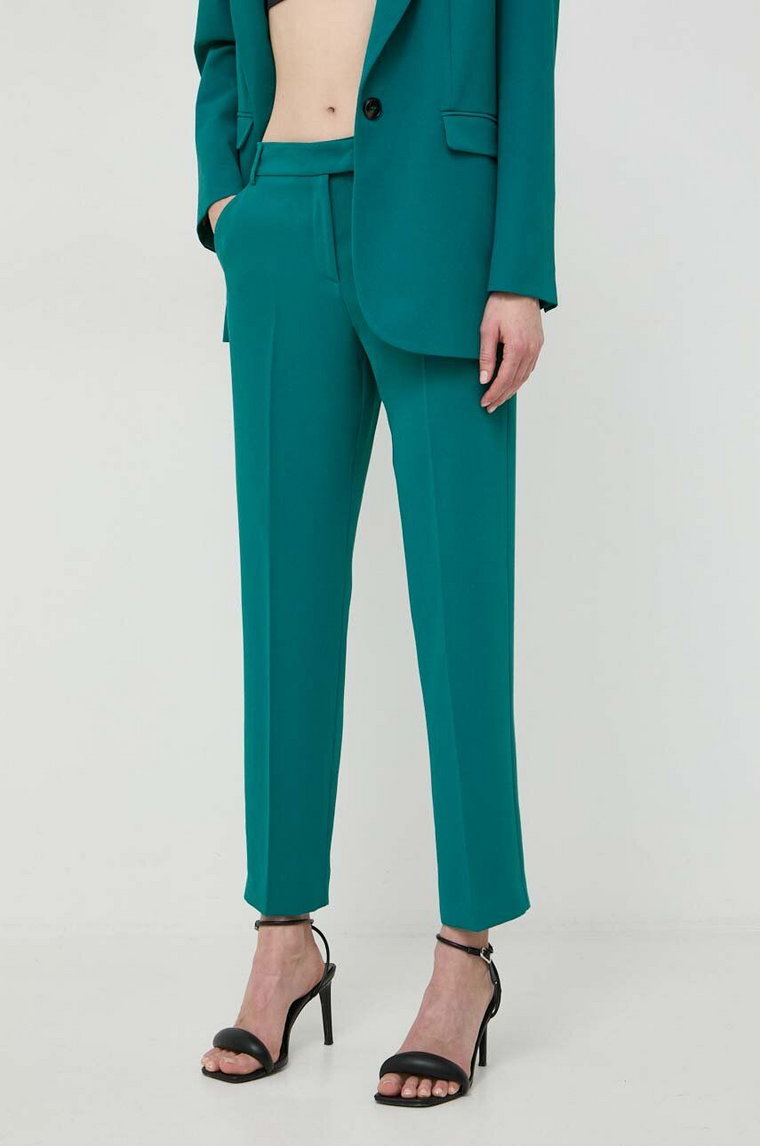 MAX&Co. spodnie damskie kolor zielony proste high waist 2416131091200
