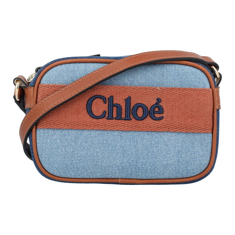 Denim Mini Torba z Brązowymi Akcentami Chloé