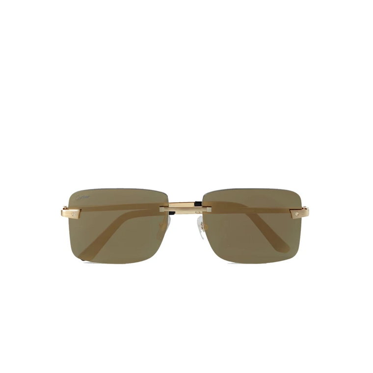 Stylowe kwadratowe okulary przeciwsłoneczne z złotym blaskiem Cartier