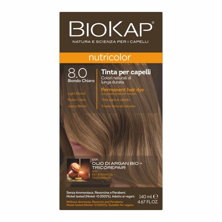 Biokap Nutricolor Farba Do Włosów 8.0 Jasny Blond 140 ml