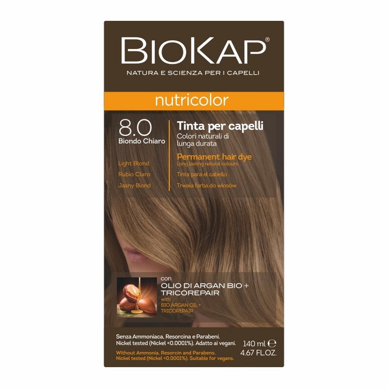 Biokap Nutricolor Farba do włosów, 8.0 Jasny Blond