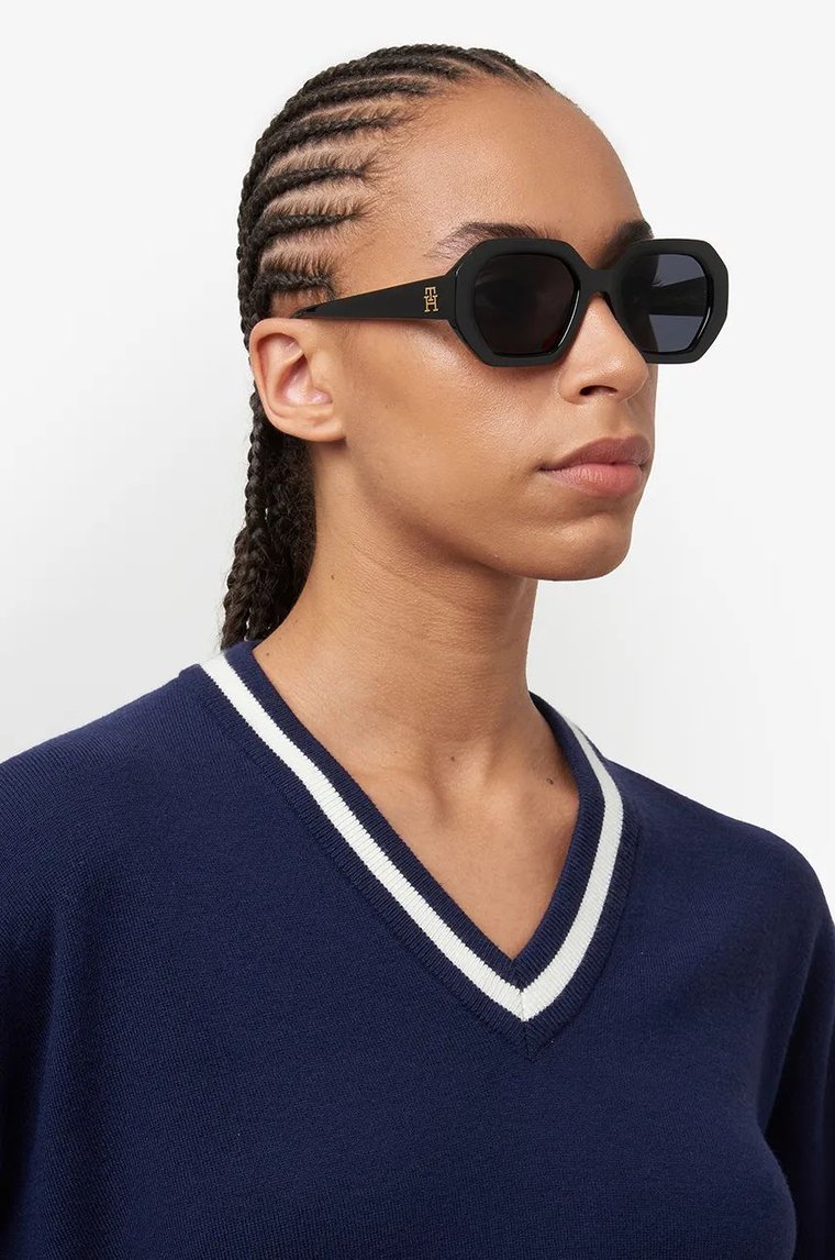 Tommy Hilfiger okulary przeciwsłoneczne damskie kolor czarny TH 2155/S